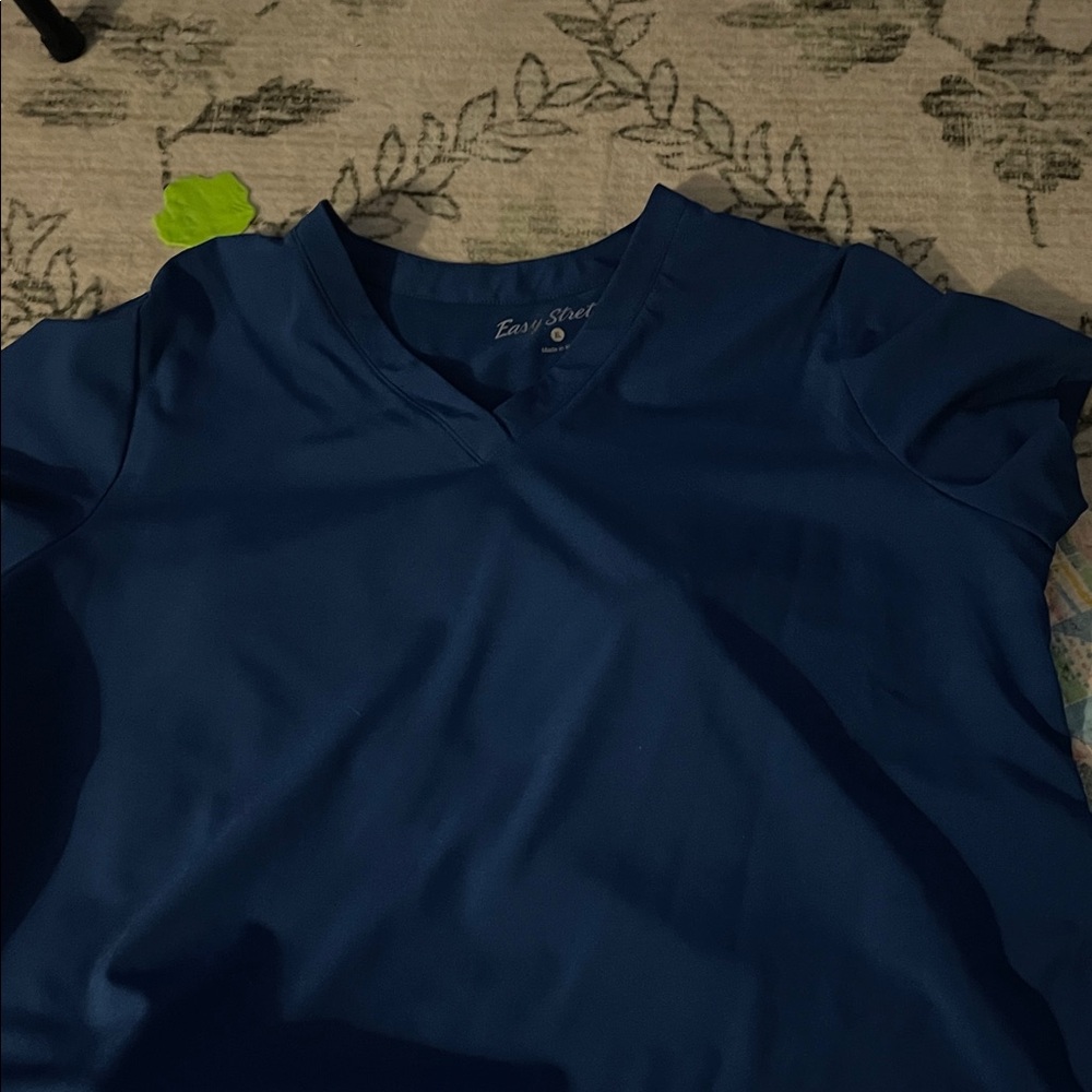 Lot of 2 - Easy Stretch XL Scrub V-Neck Top Royal Blue